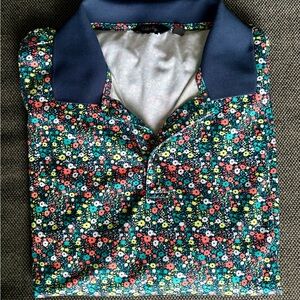 Walter Hagen Foral Polo/Golf Shirt with Navy Collar